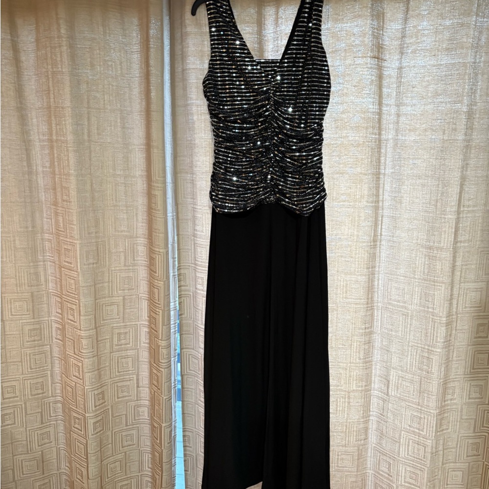 Black Sequin High Low Cocktail Gown